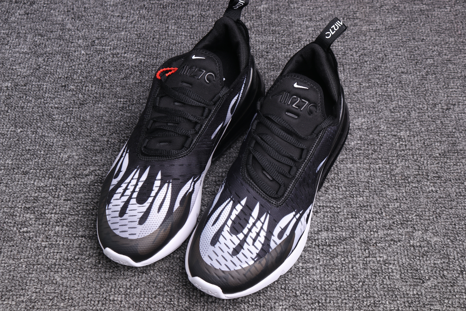 Women Supreme x Nike Air Max 270 Black White Red Shoes - Click Image to Close